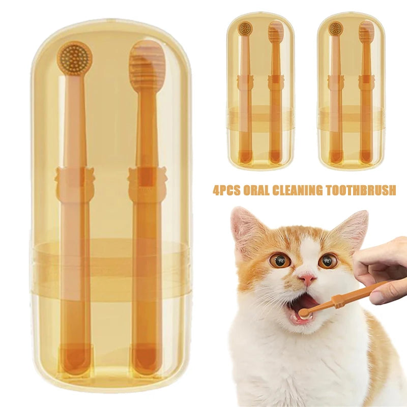 Dog Cat Oral Care Teeth Whitening Silicone Soft Toothbrush Pet Teeth Cleaning Supplies