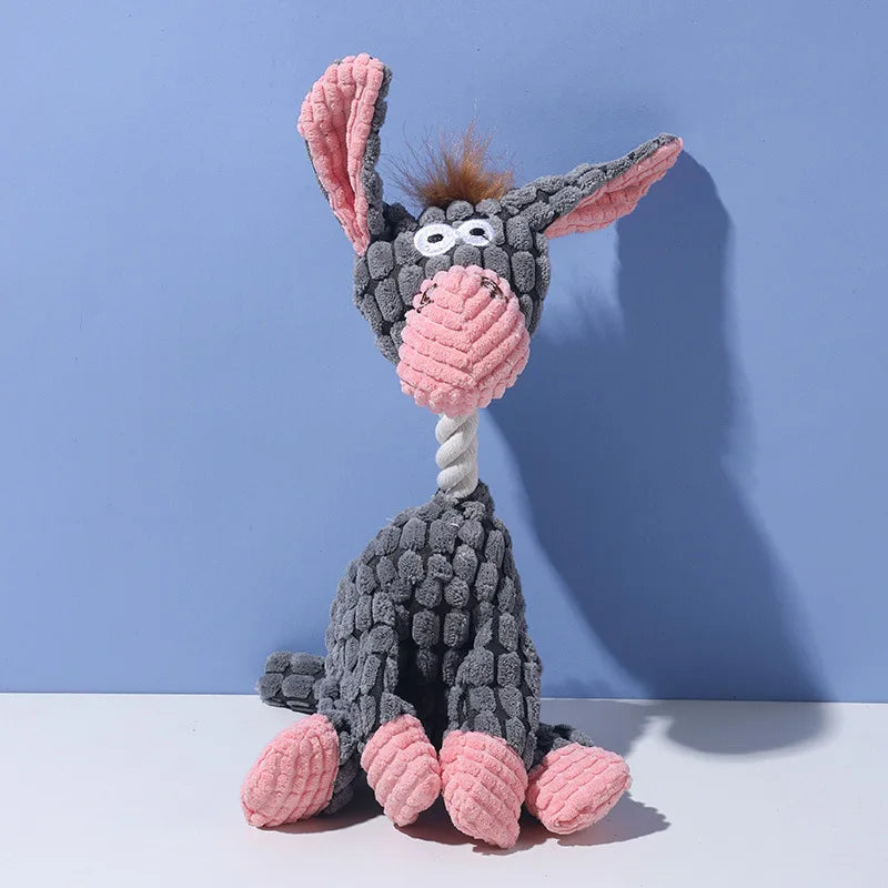 Funny Donkey Plush Dog Toys Squeaky Bite Resistant Molar Interactive Pet Chew Toys for Dogs