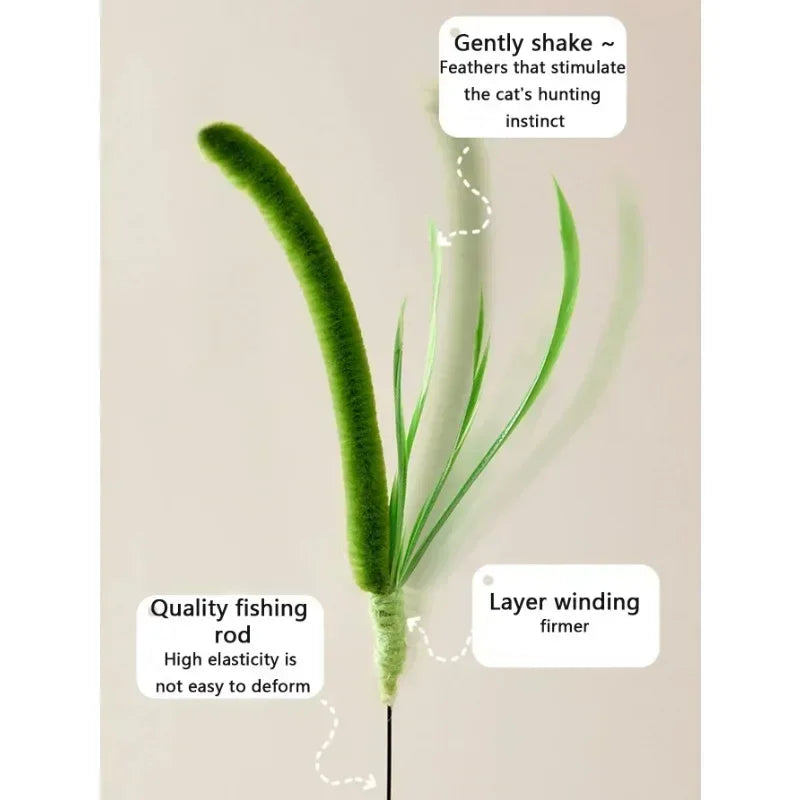 Cat and Dog Grass Chew Toy Teaser Stick Natural Bite Resistant Dental Teeth Cleaning Self Soothing Play Durable Pet Toys Cat Tea