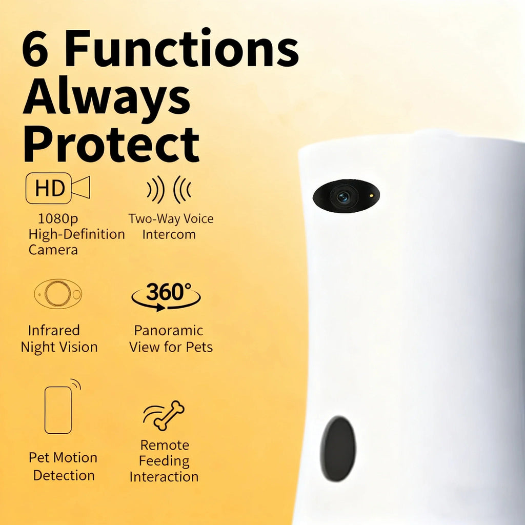 WiFi dog food feeder with camera, multi-functional cat food dispenser, app controlled, smart automatic dog food feeder