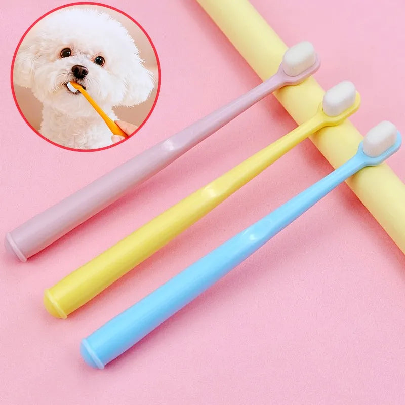 Pet Toothbrush Dog Teeth Cleaning Cat Toothbrush Oral Care Dog Toothbrushes Soft Dense Hair Tooth Brush for Dogs Mouth Cleaning