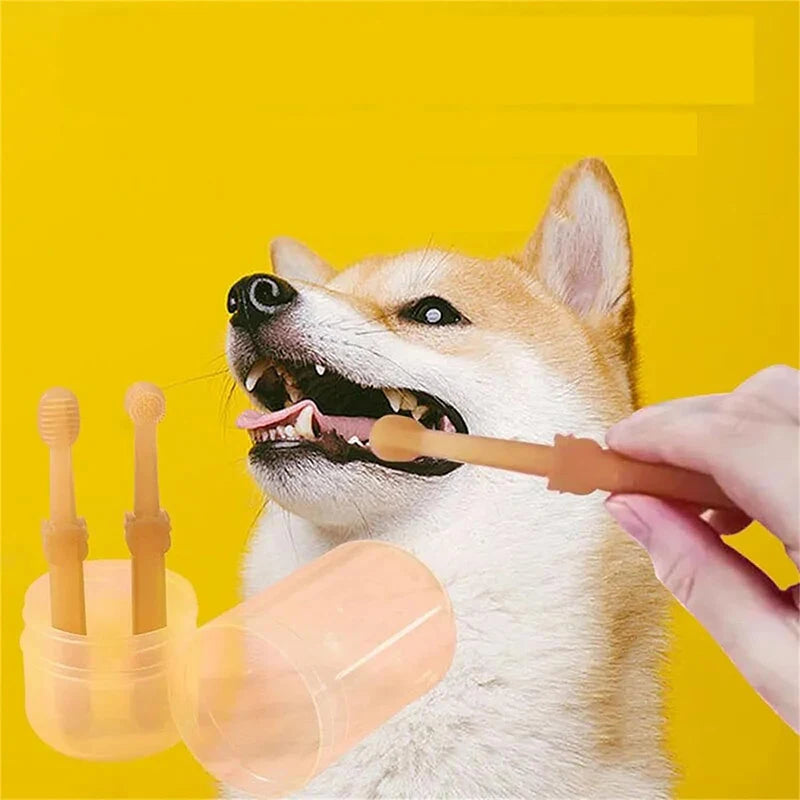 Dog Cat Oral Care Teeth Whitening Silicone Soft Toothbrush Pet Teeth Cleaning Supplies