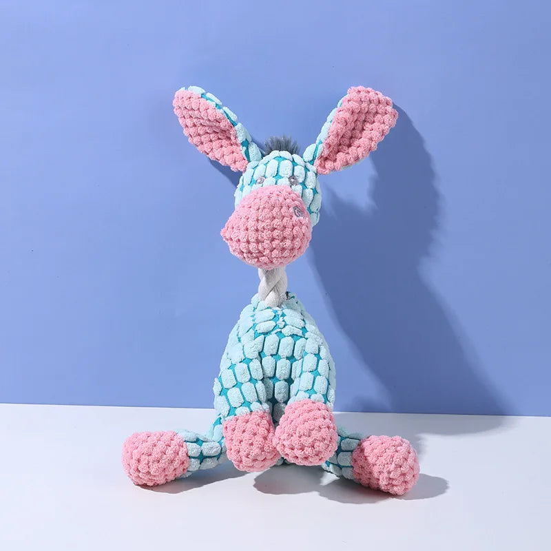 Funny Donkey Plush Dog Toys Squeaky Bite Resistant Molar Interactive Pet Chew Toys for Dogs