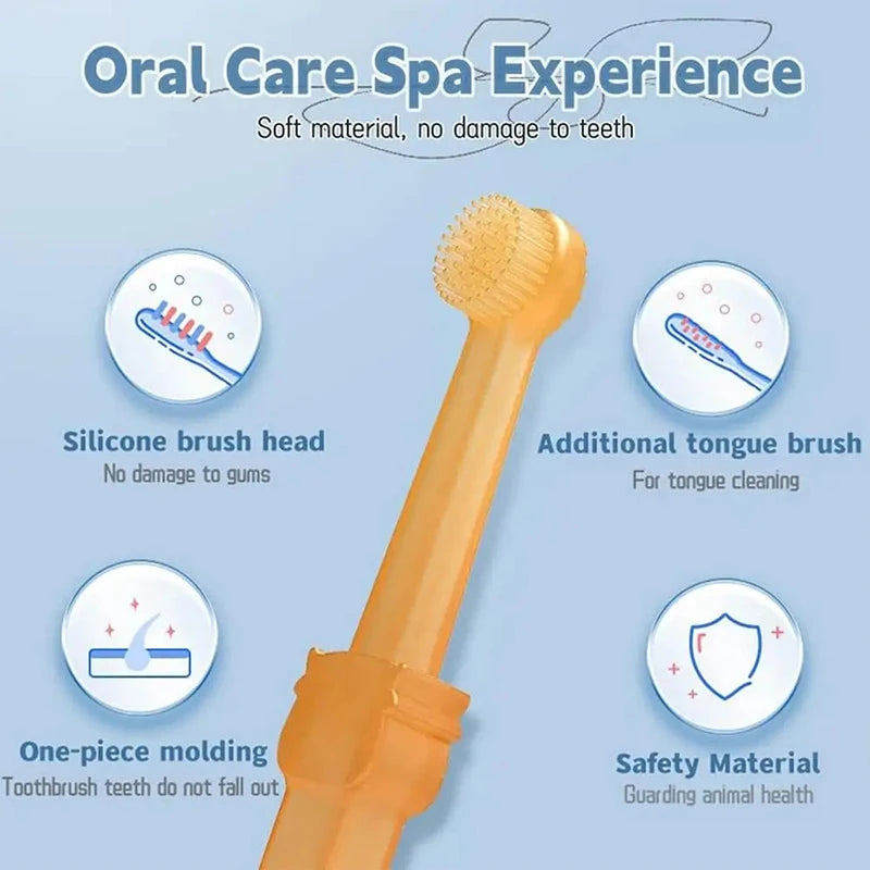 Dog Cat Oral Care Teeth Whitening Silicone Soft Toothbrush Pet Teeth Cleaning Supplies