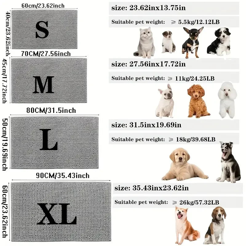 Dog Door Mat For Muddy Paws, Absorbs Moisture And Dirt, Absorbent Non-Slip Washable Mat, Quick Dry Microfiber, Mud Mat For Dogs
