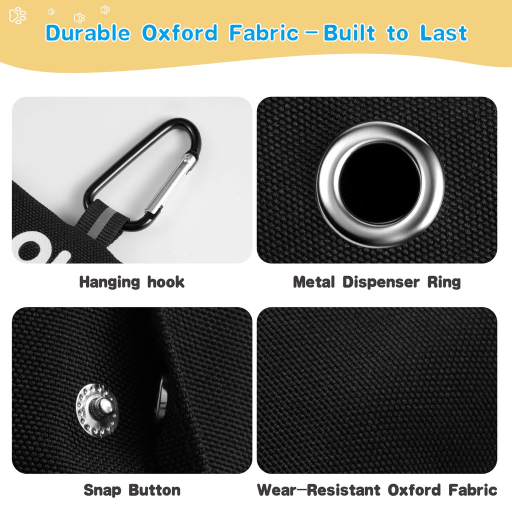 1pc Funny Dog Poop Bag Holder With 2 Bags OH SHIT Design Metal Clip Leash Waste Dispenser Hands Free Durable Oxford Fabric