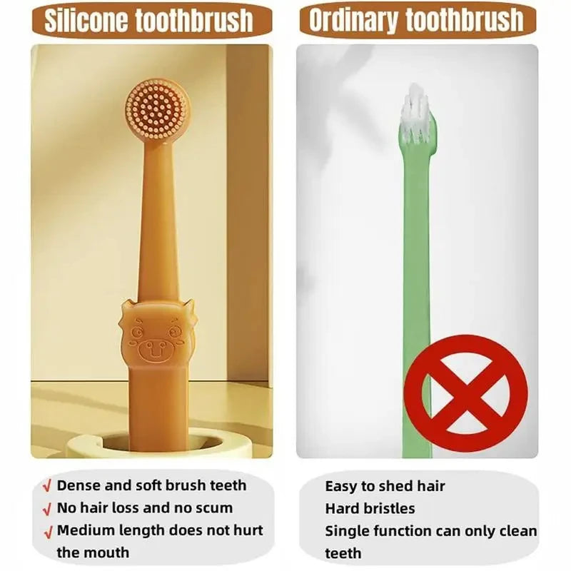 Dog Cat Oral Care Teeth Whitening Silicone Soft Toothbrush Pet Teeth Cleaning Supplies