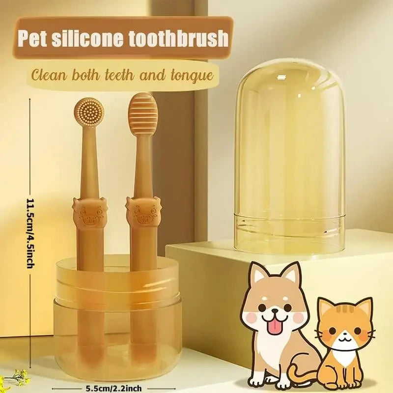 Dog Cat Oral Care Teeth Whitening Silicone Soft Toothbrush Pet Teeth Cleaning Supplies