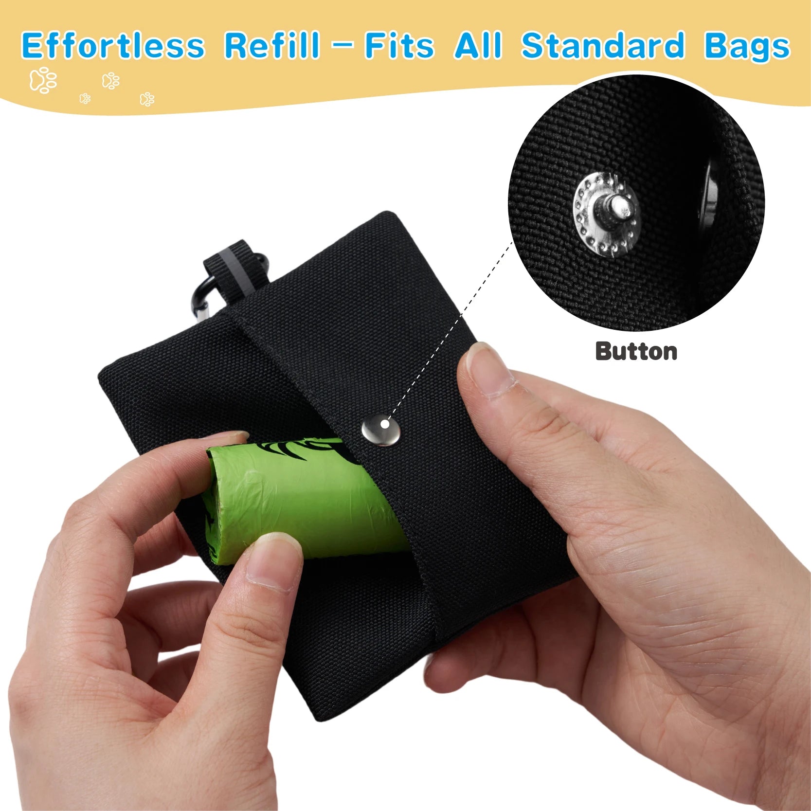 1pc Funny Dog Poop Bag Holder With 2 Bags OH SHIT Design Metal Clip Leash Waste Dispenser Hands Free Durable Oxford Fabric