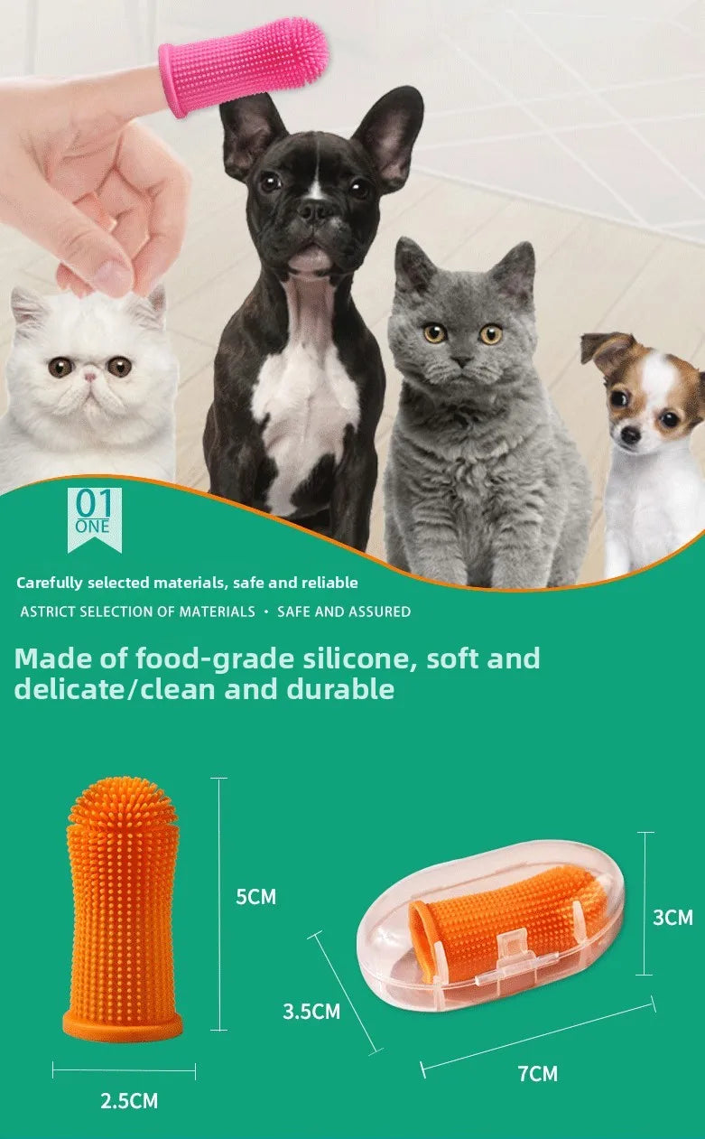 Soft Dog Finger Toothbrush Silicone Cat Teeth Cleaning Pet Dental Care Nontoxic Tooth Brush Dog Products Puppy Cat Tooth Care