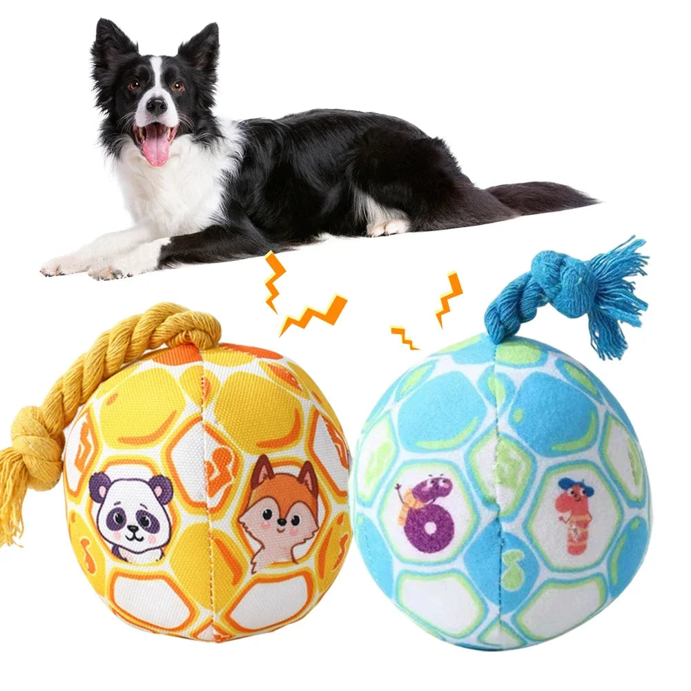 Dog Soccer Ball Outdoor Dog Toys Soft Elastic Toy Ball Soft Gentle Giggle Ball Dog Balls With Cotton Rope For Large Dogs Indoor