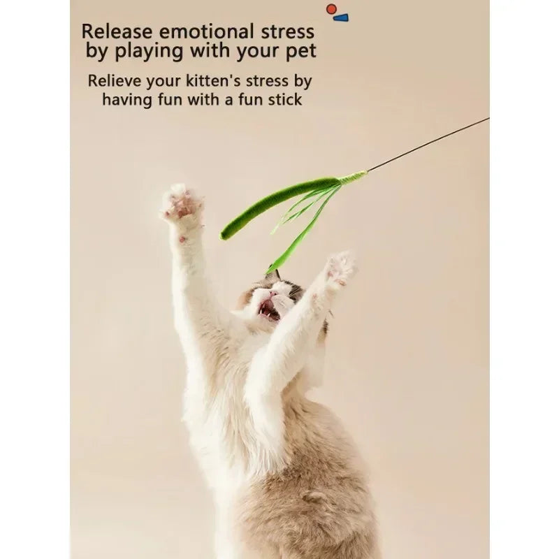 Cat and Dog Grass Chew Toy Teaser Stick Natural Bite Resistant Dental Teeth Cleaning Self Soothing Play Durable Pet Toys Cat Tea