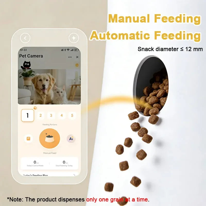 WiFi dog food feeder with camera, multi-functional cat food dispenser, app controlled, smart automatic dog food feeder